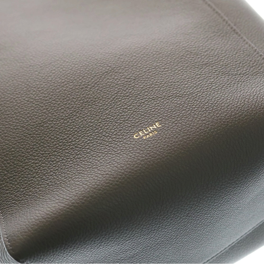 CELINE(セリーヌ) サングル バケット スモール レザー ショルダーバッグ ゴールド金具 グレー レディース