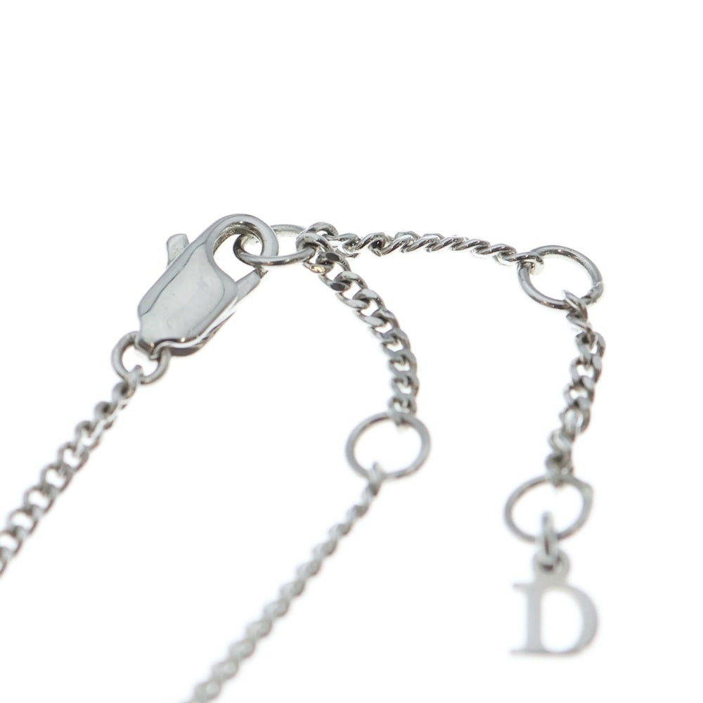 Christian Dior(クリスチャンディオール) リボンモチーフ CDロゴチャーム ネックレス シルバー レディース