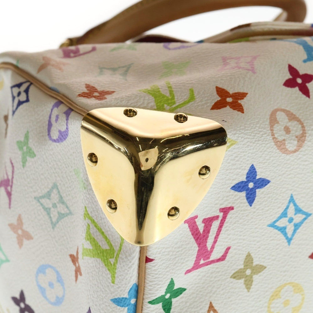 LOUIS VUITTON(ルイヴィトン) モノグラムマルチカラー スピーディ30 ハンドバッグ ボストンバッグ ホワイト×ブラウン レザー×PVC M92643 ゴールド金具