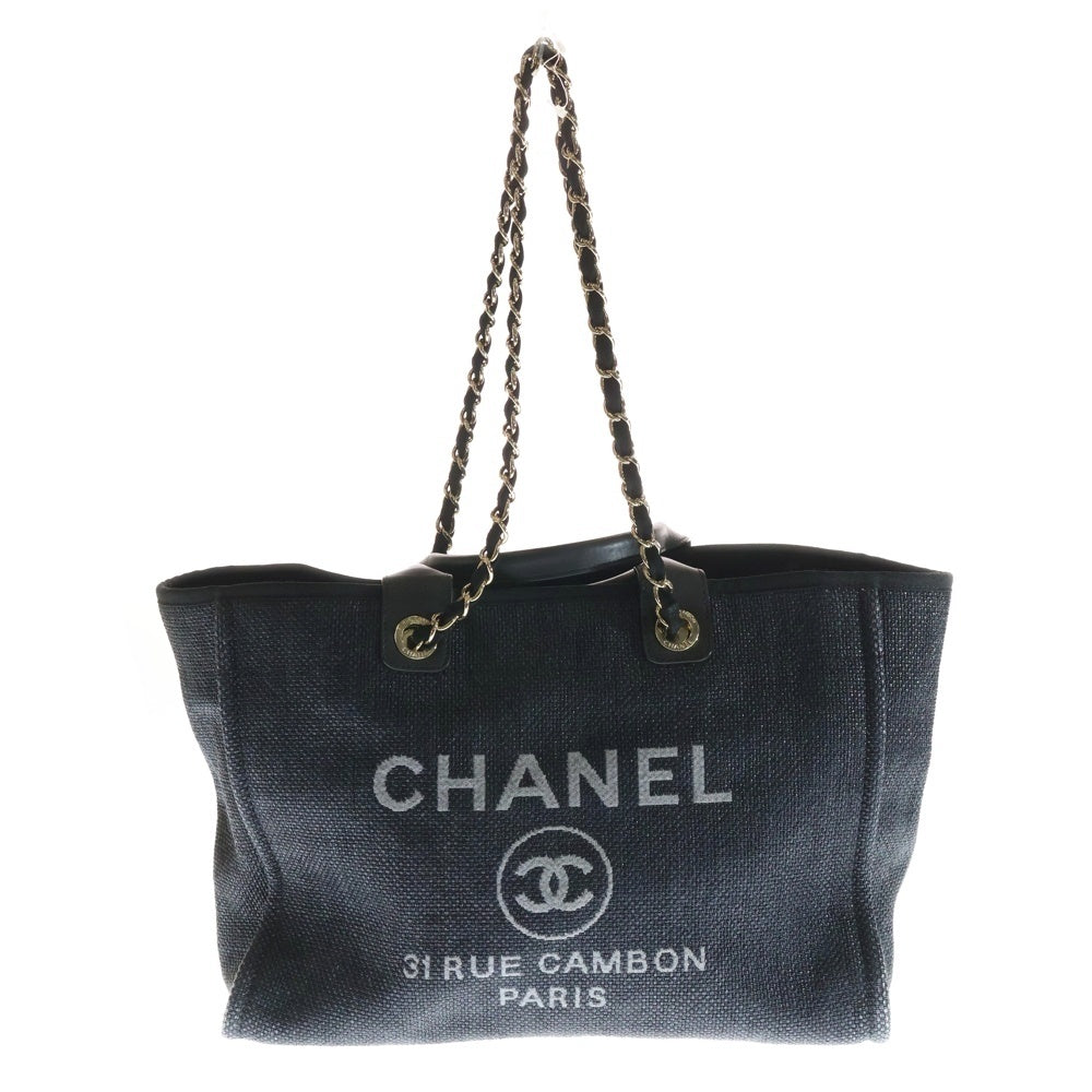 CHANEL(シャネル) ドーヴィル GM ココマークトートバッグ ハンドバッグ ブラック レザー ゴールド金具