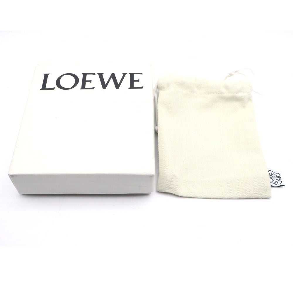 LOEWE(ロエベ) アナグラム バーティカル コンパクトウォレット スモール 三つ折り財布 コインケース ブラック レザー シルバー金具 レディース