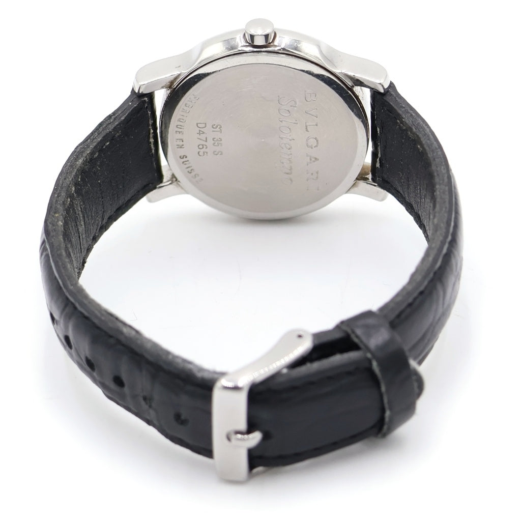 BVLGARI(ブルガリ) ソロテンポ 白文字盤 SS×レザー/QZ ステンレス クォーツ 電池式 腕時計 ST35S レディース