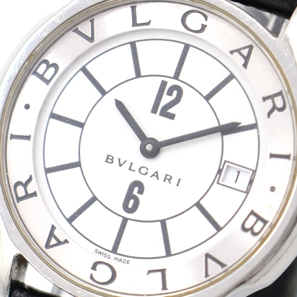 BVLGARI(ブルガリ) ソロテンポ 白文字盤 SS×レザー/QZ ステンレス クォーツ 電池式 腕時計 ST35S レディース