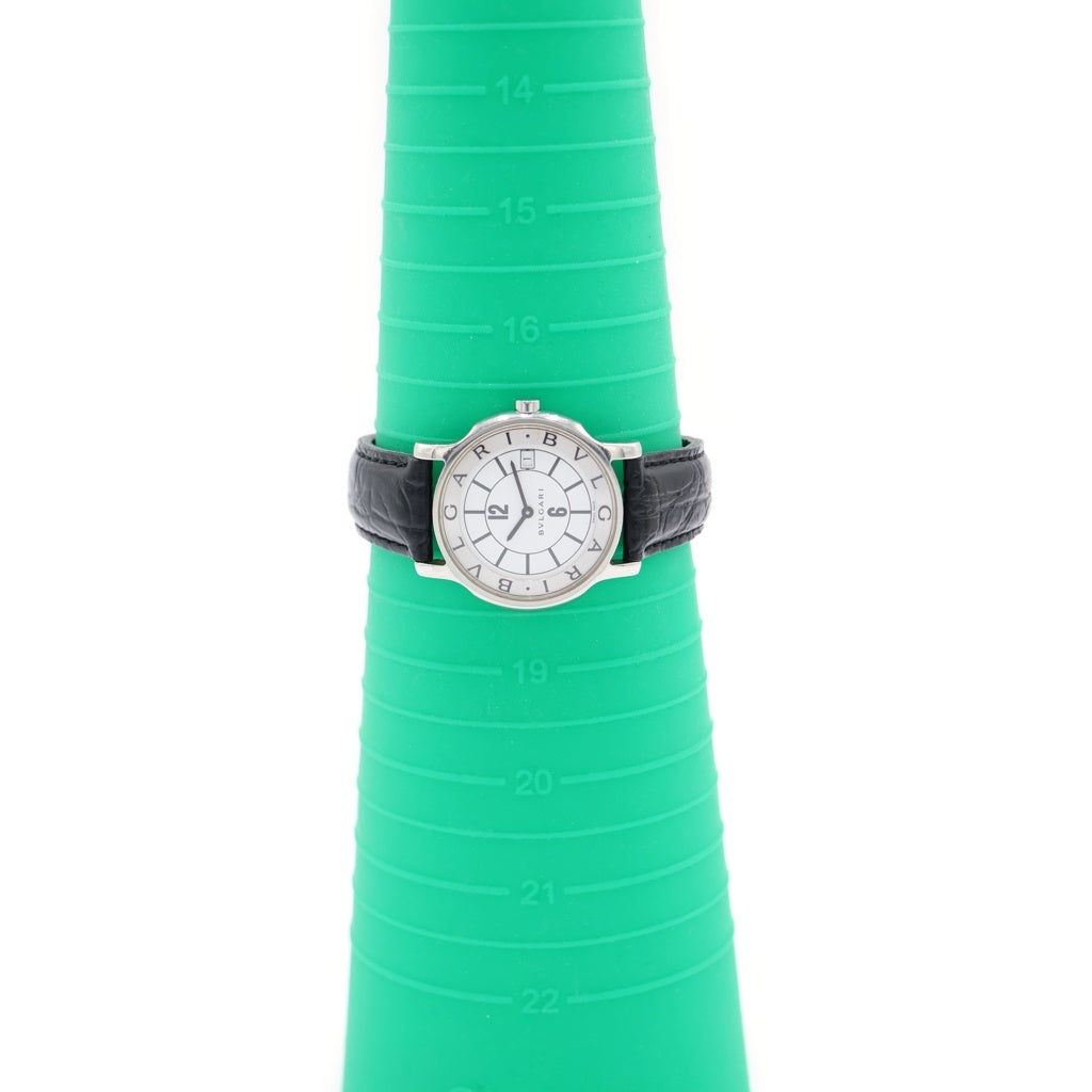 BVLGARI(ブルガリ) ソロテンポ 白文字盤 SS×レザー/QZ ステンレス クォーツ 電池式 腕時計 ST35S レディース