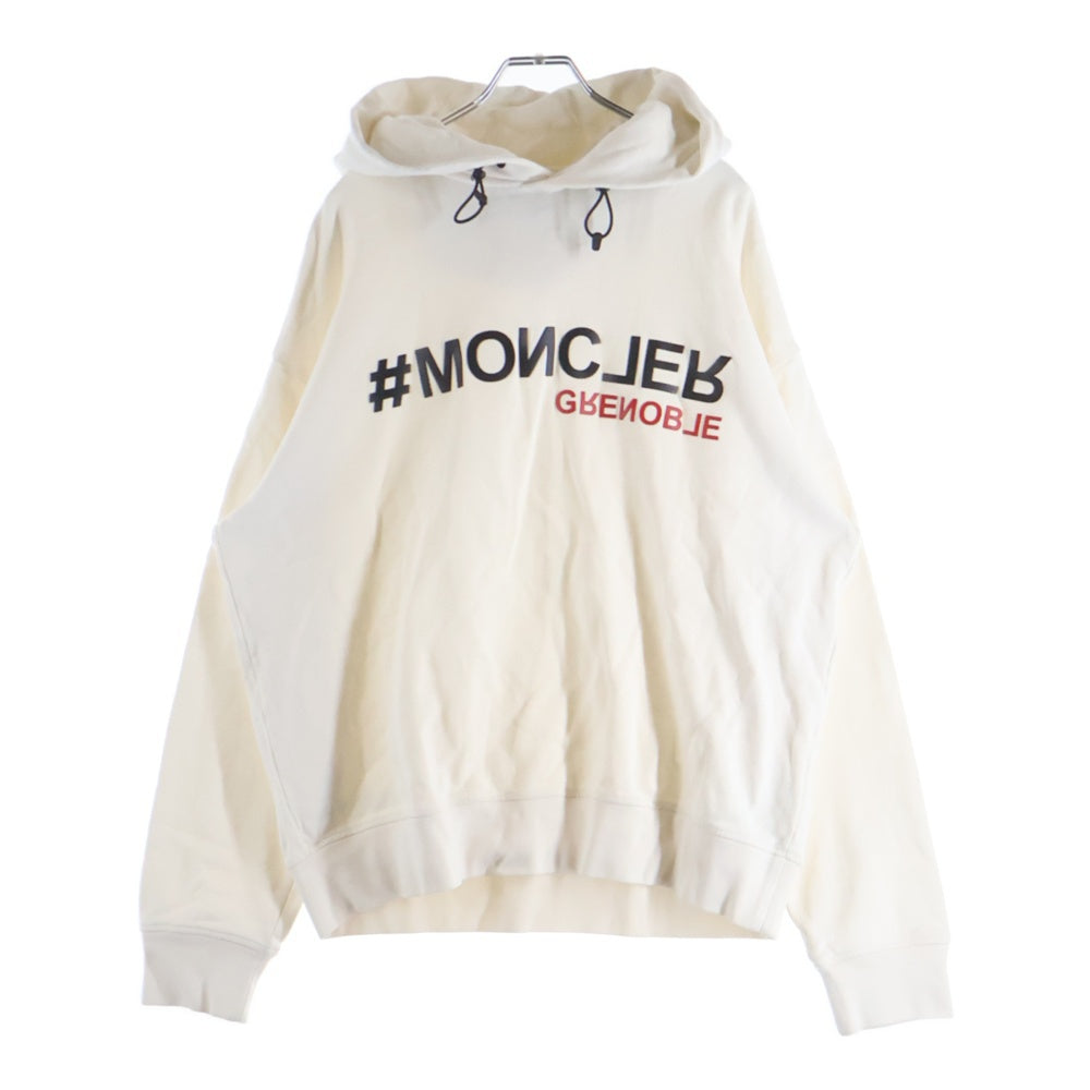 MONCLER(モンクレール) 22AW CAPPUCCIO HOODIE SWEATER ラバーロゴプリントスウェットプルオーバーパーカー フーディー ホワイト H20978G00025