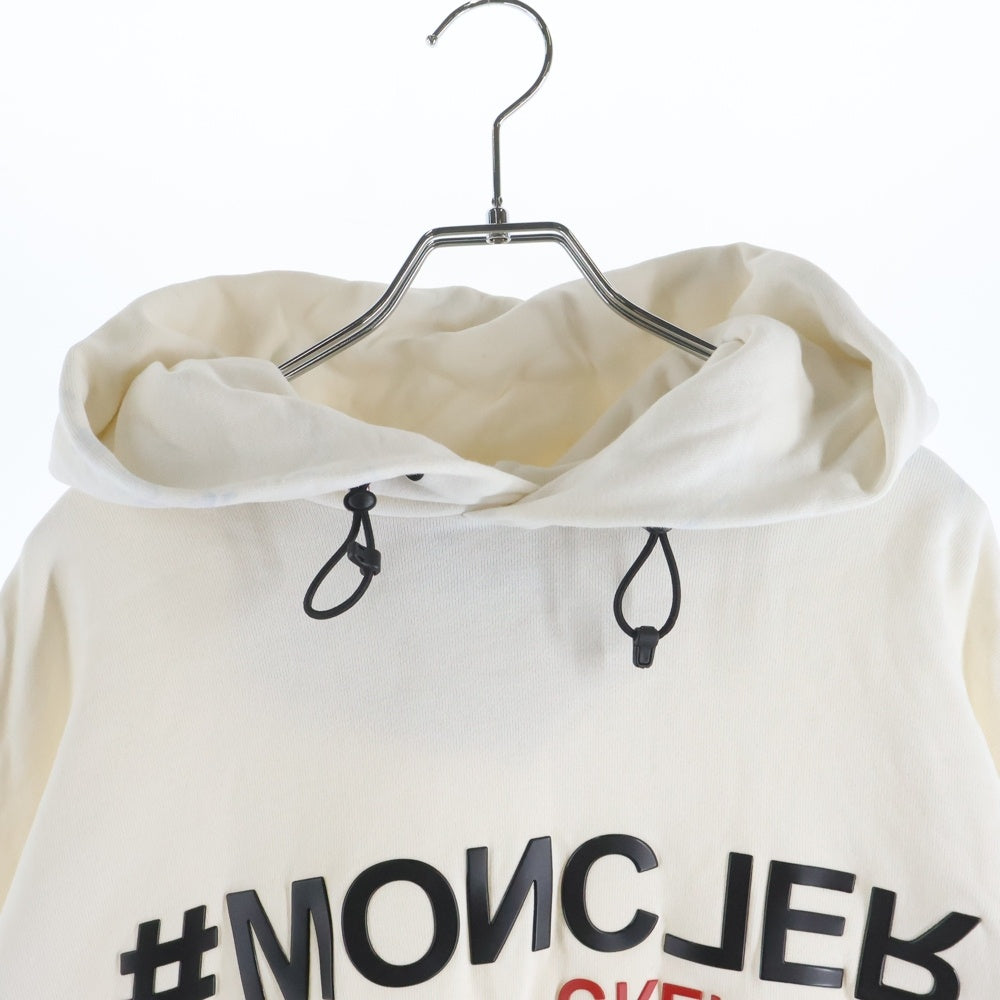 MONCLER(モンクレール) 22AW CAPPUCCIO HOODIE SWEATER ラバーロゴプリントスウェットプルオーバーパーカー フーディー ホワイト H20978G00025