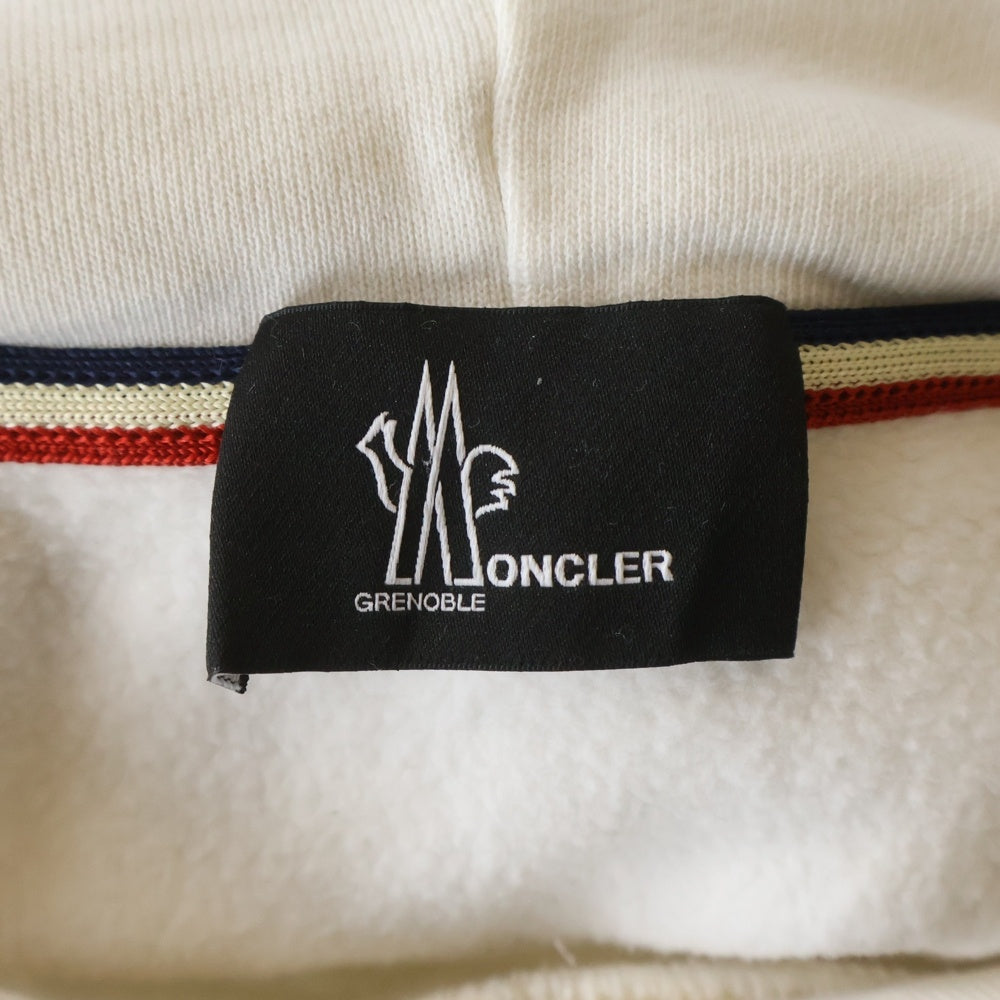 MONCLER(モンクレール) 22AW CAPPUCCIO HOODIE SWEATER ラバーロゴプリントスウェットプルオーバーパーカー フーディー ホワイト H20978G00025