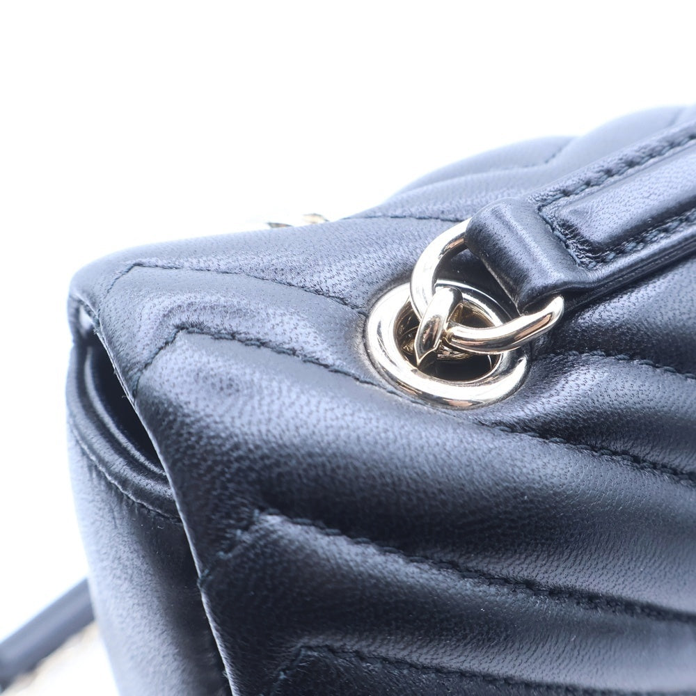 GUCCI(グッチ) GGマーモント キルティング チェーン ショルダーバッグ ブラック レザー ゴールド金具 837267 レディース