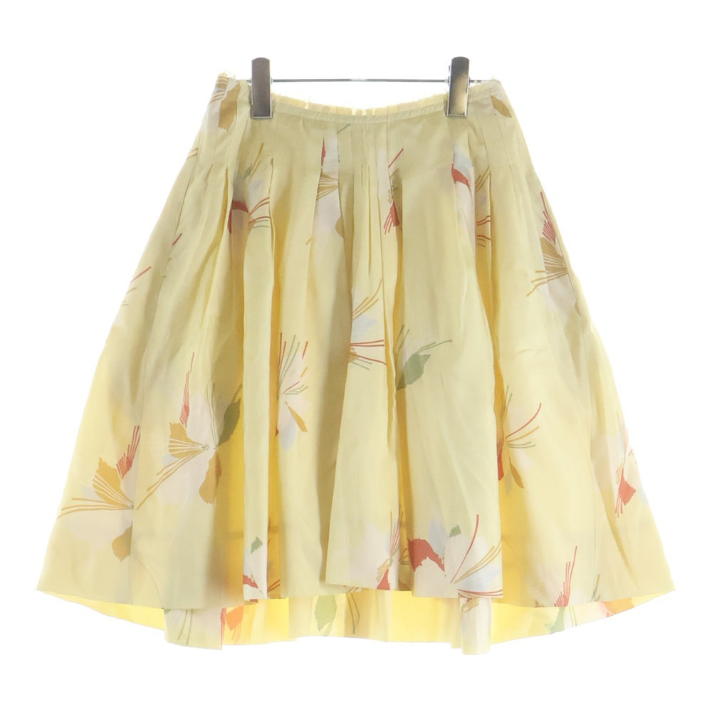 MARNI(マルニ) 総柄プリント シルク カットオフ ミディアム フレアスカート イエロー レディース