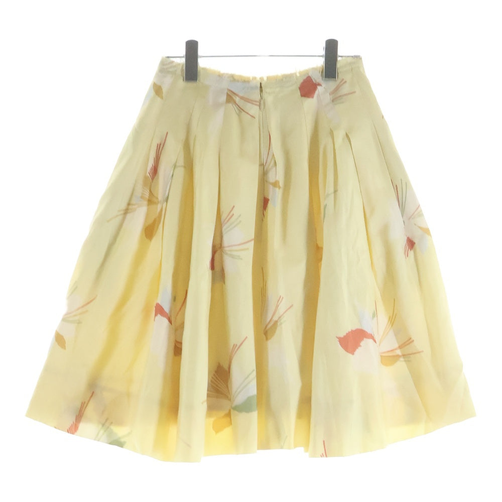 MARNI(マルニ) 総柄プリント シルク カットオフ ミディアム フレアスカート イエロー レディース
