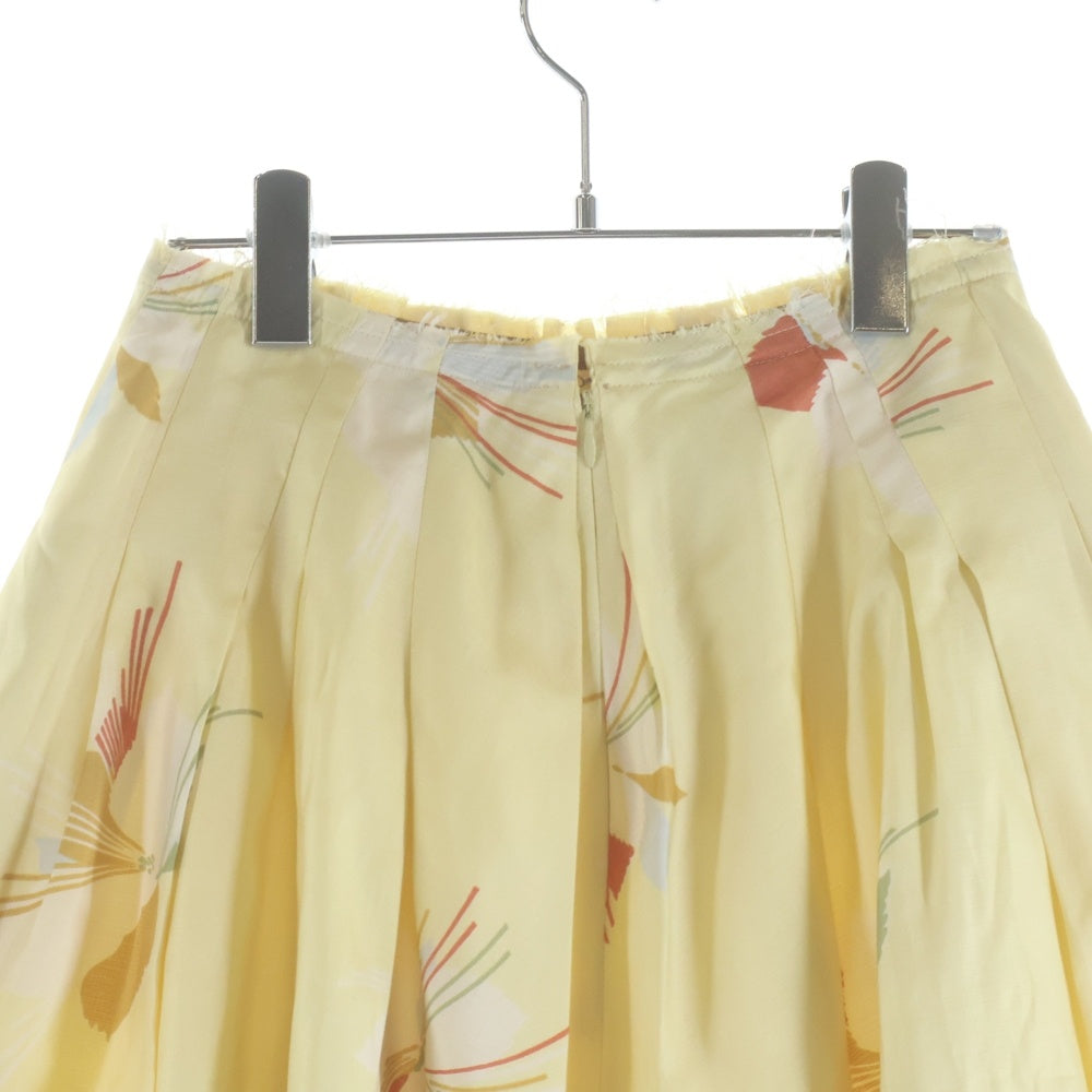 MARNI(マルニ) 総柄プリント シルク カットオフ ミディアム フレアスカート イエロー レディース