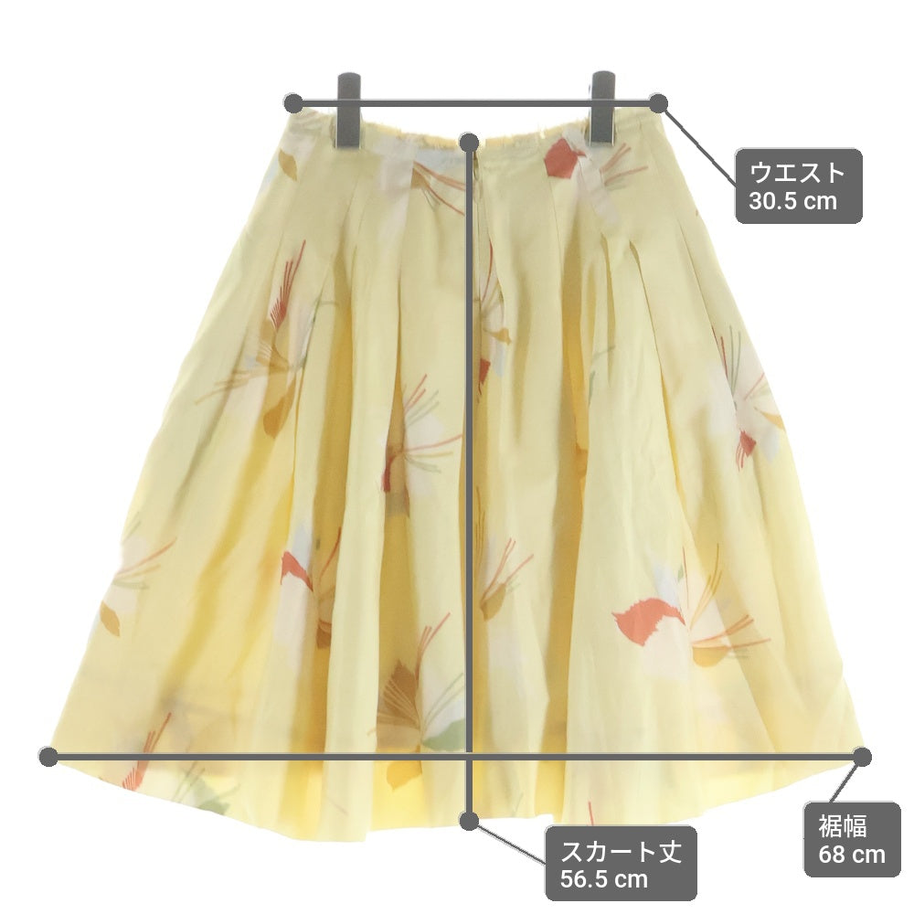 マルニ　フレアスカート MARNI(マルニ) 総柄プリント シルク カットオフ ミディアム フレア