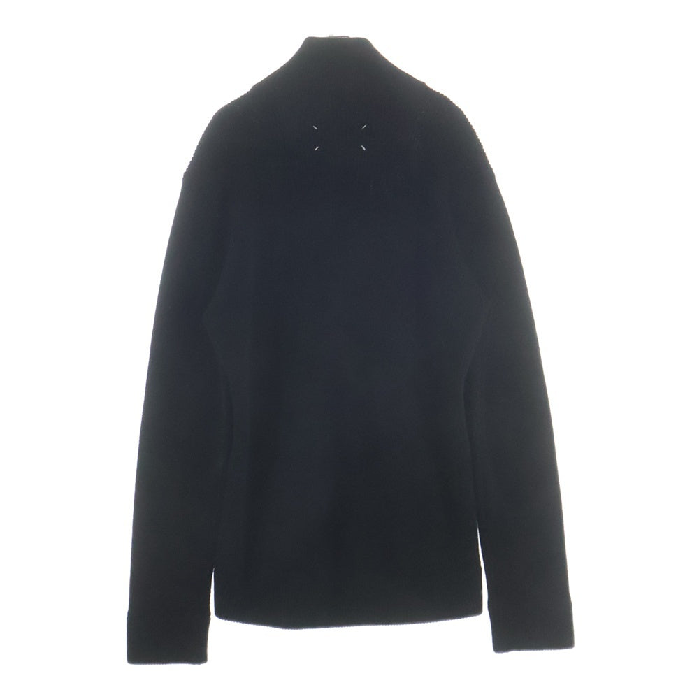 Maison Margiela 4 14(メゾンマルジェラ) コットン ウール ジップアップ ドライバーズニット ジャケット カーディガン ブラック SI1HA0013 S17781