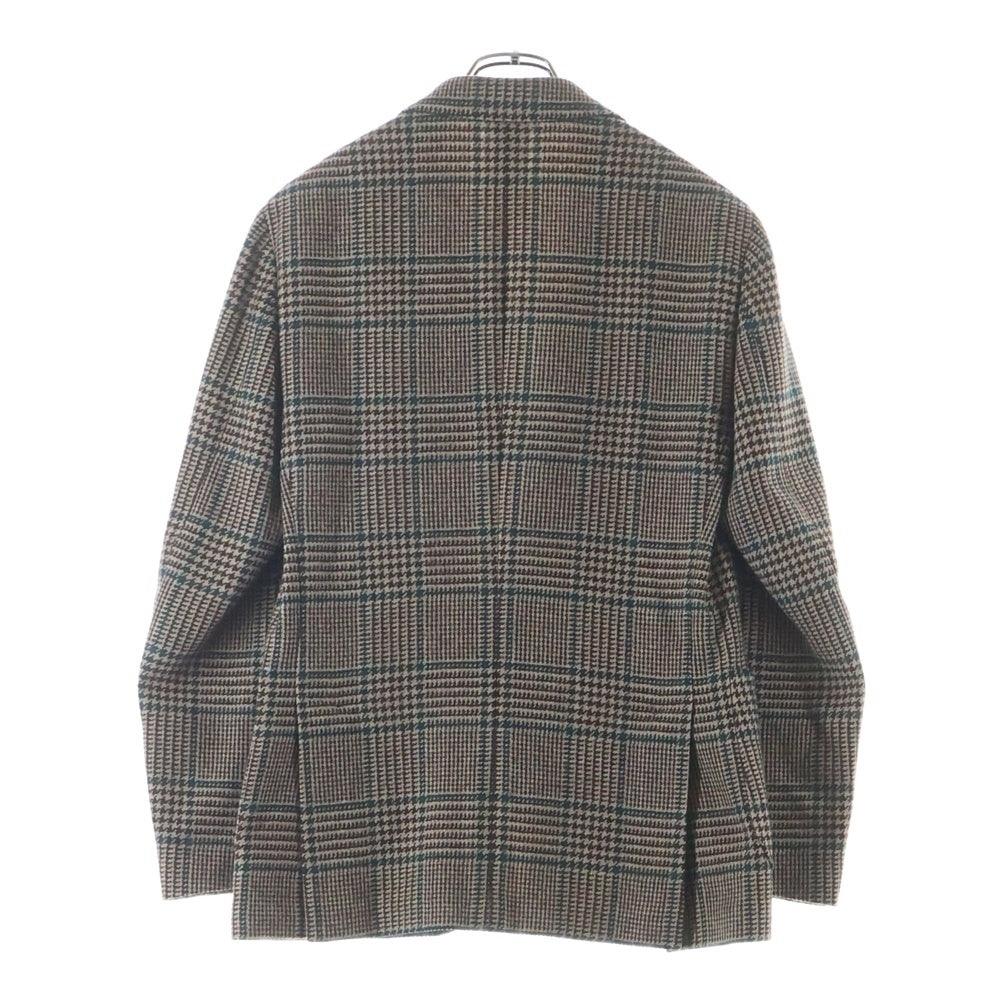 LARDINI(ラルディーニ) ガンクラブチェック総柄 ウール 3B テーラードジャケット ブラウン 7REG JN903AQ