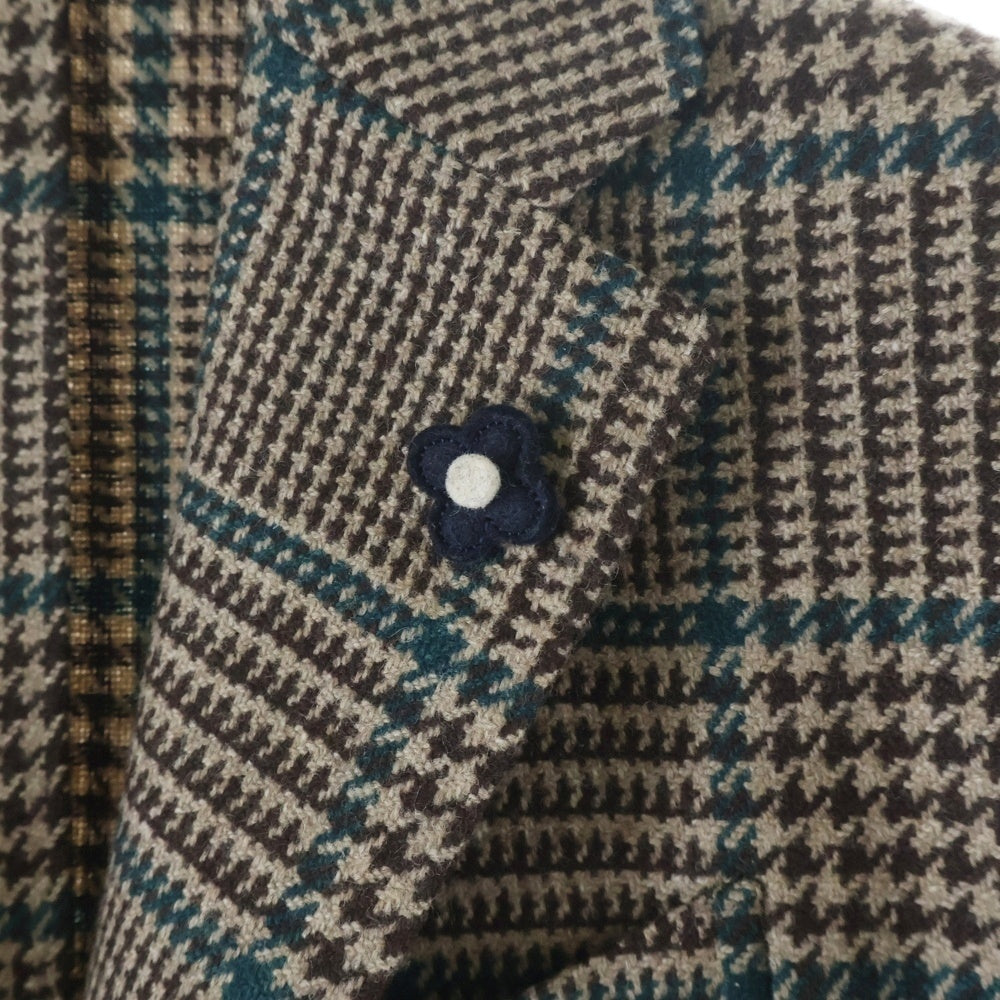 LARDINI(ラルディーニ) ガンクラブチェック総柄 ウール 3B テーラードジャケット ブラウン 7REG JN903AQ