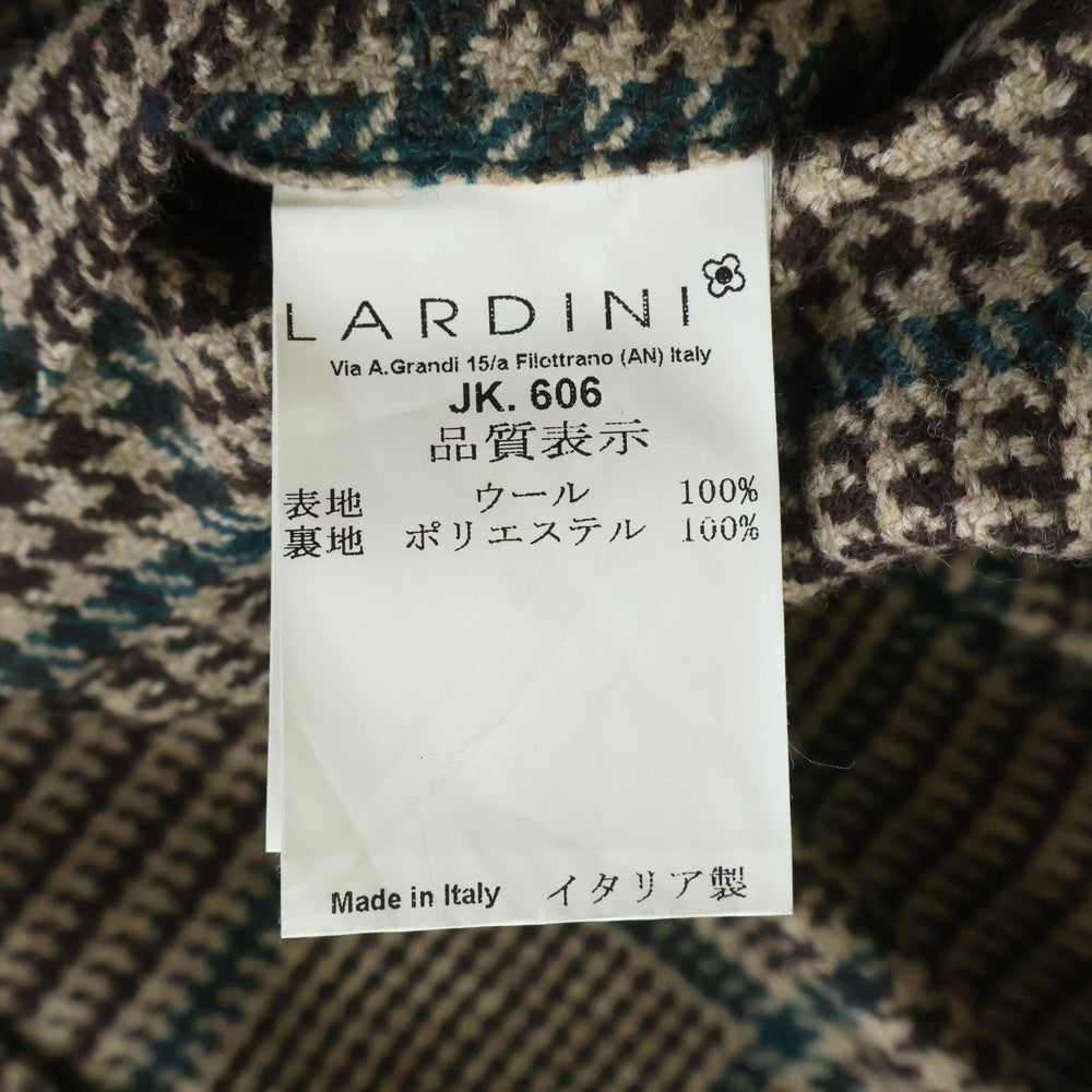 LARDINI(ラルディーニ) ガンクラブチェック総柄 ウール 3B テーラードジャケット ブラウン 7REG JN903AQ