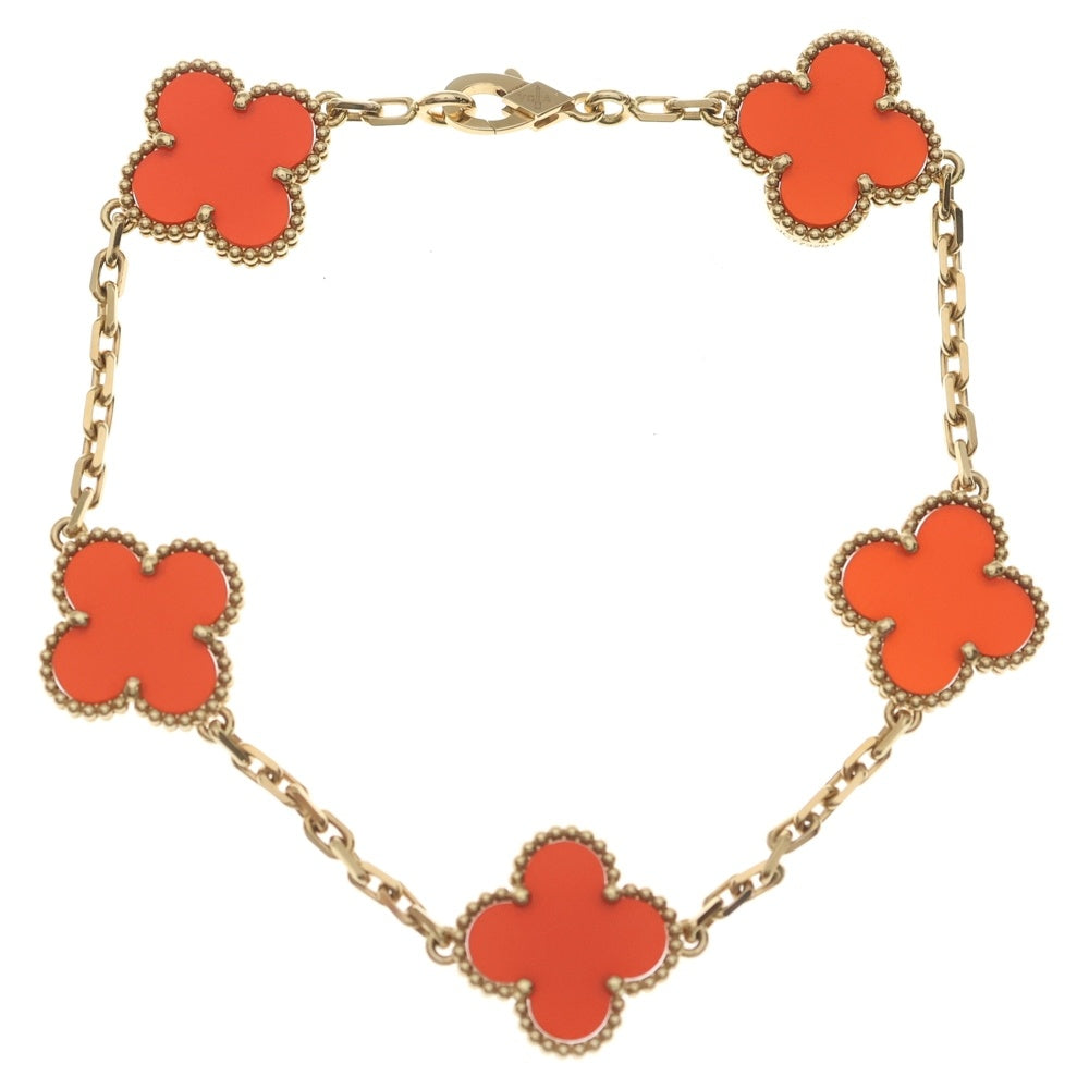 Van Cleef & Arpels(ヴァンクリーフアンドアーペル) ヴィンテージアルハンブラ 5P カーネリアン ブレスレット K18YG イエローゴールド/ブラウン VCARD3550 レディース