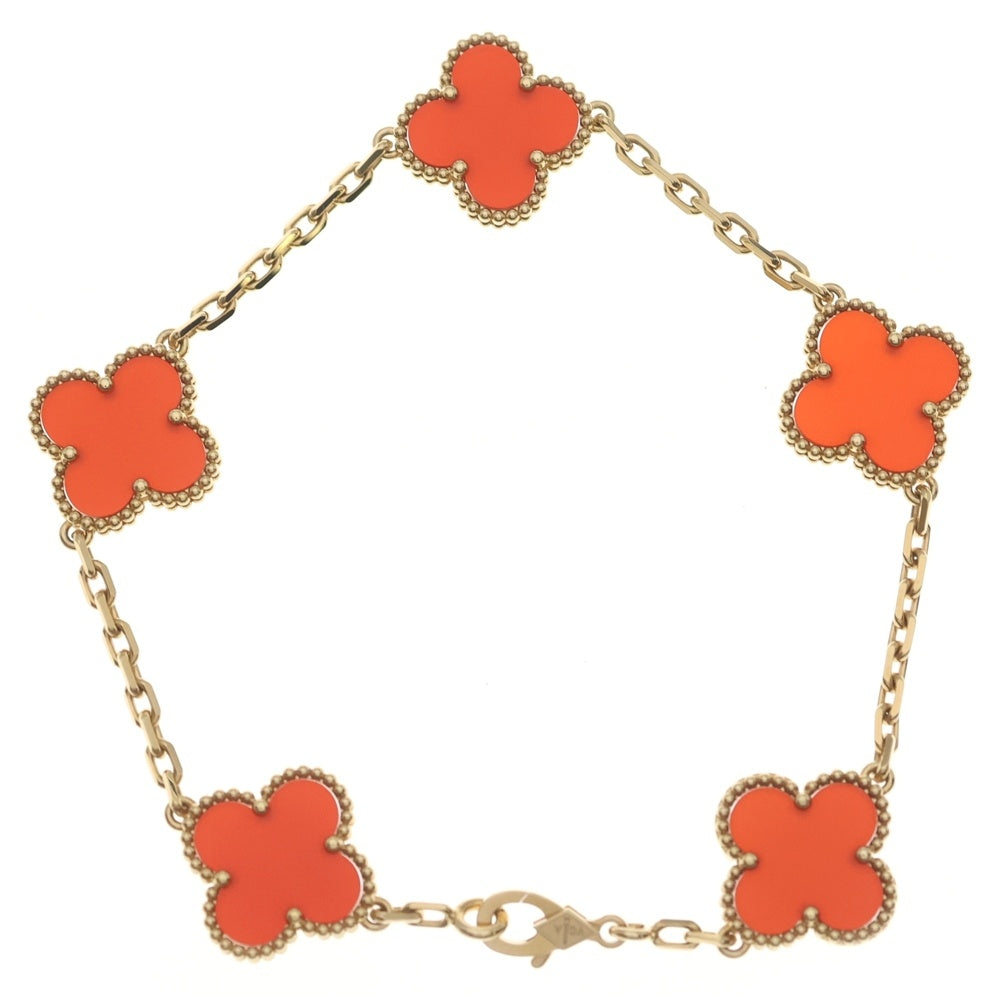 Van Cleef & Arpels(ヴァンクリーフアンドアーペル) ヴィンテージアルハンブラ 5P カーネリアン ブレスレット K18YG イエローゴールド/ブラウン VCARD3550 レディース