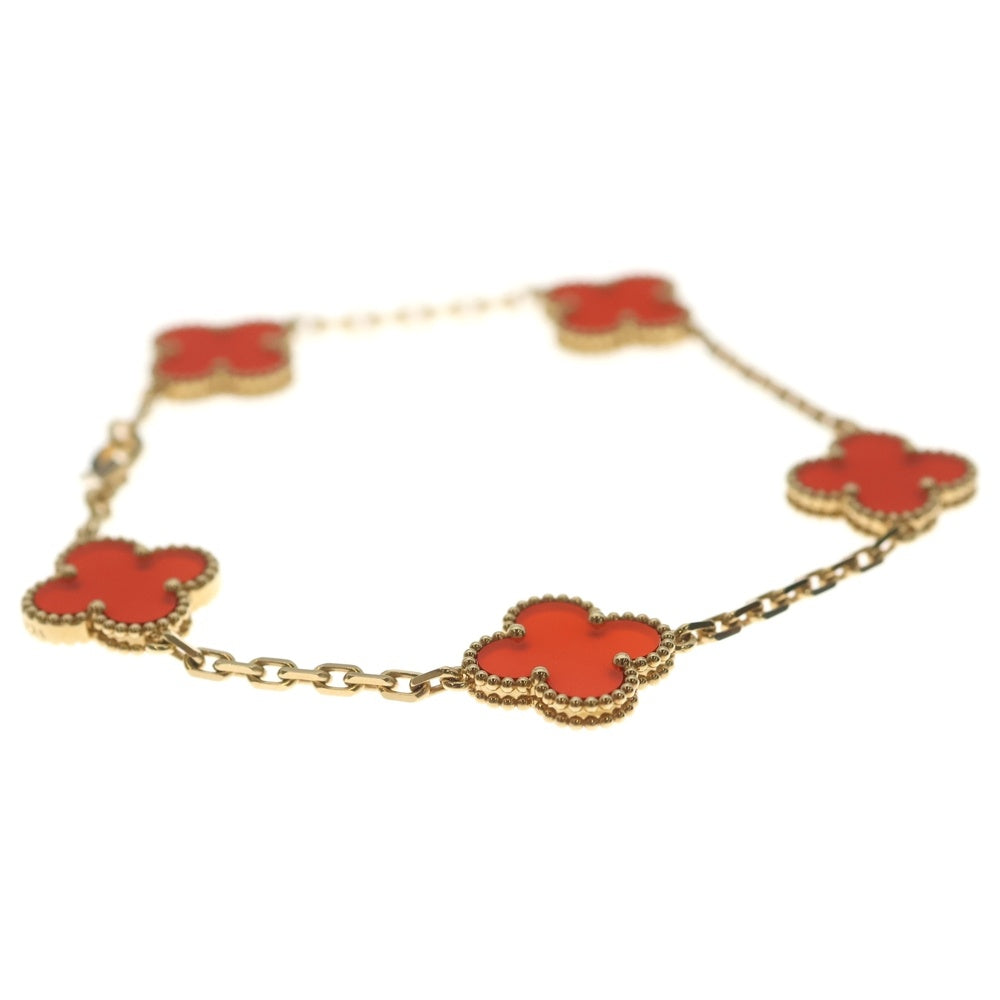 Van Cleef & Arpels(ヴァンクリーフアンドアーペル) ヴィンテージアルハンブラ 5P カーネリアン ブレスレット K18YG イエローゴールド/ブラウン VCARD3550 レディース