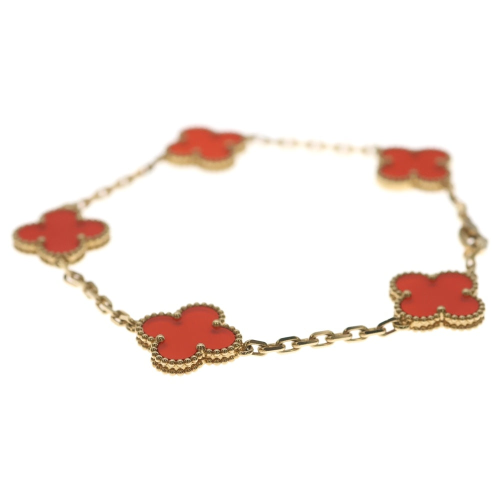 Van Cleef & Arpels(ヴァンクリーフアンドアーペル) ヴィンテージアルハンブラ 5P カーネリアン ブレスレット K18YG イエローゴールド/ブラウン VCARD3550 レディース