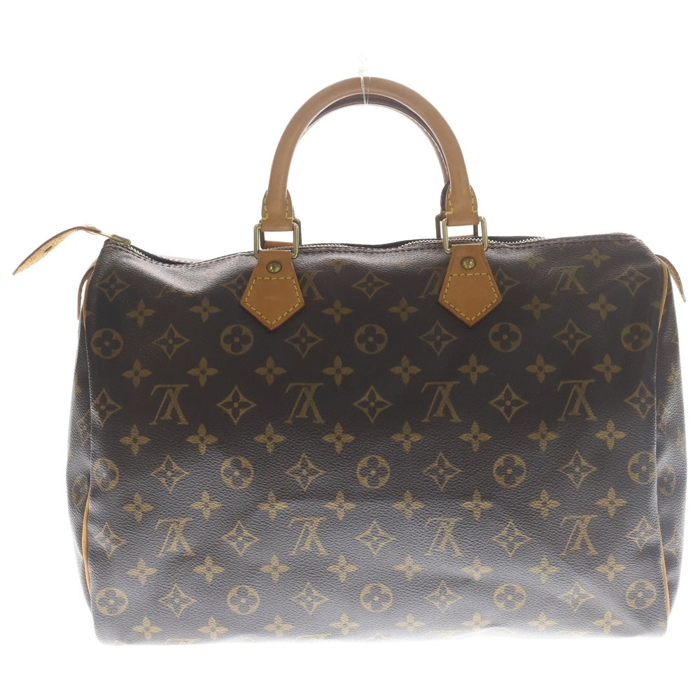 LOUIS VUITTON(ルイヴィトン) モノグラム スピーディ35 ハンドバッグ ボストンバッグ ブラウン レザー×PVC M41524 ゴールド金具 レディース