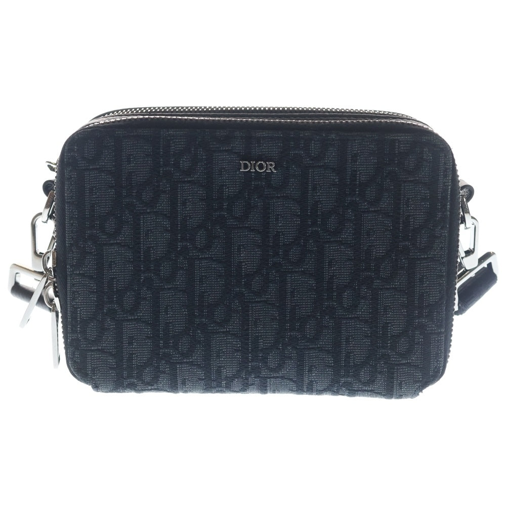 Christian Dior(クリスチャンディオール) オブリーク ショルダーバッグ ミニバッグ ブラック キャンバス×レザー 2ESBC119VPD シルバー金具 レディース