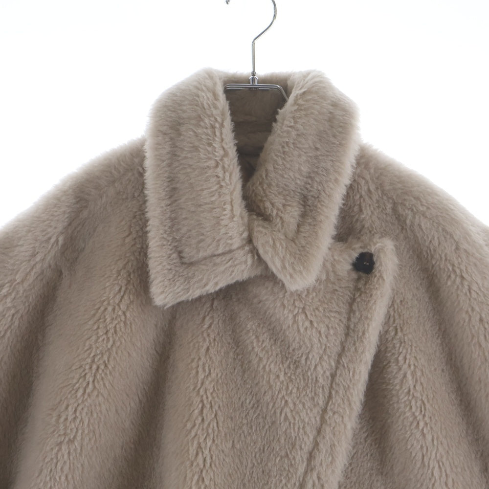 Max Mara(マックスマーラ) テディベア ボア ダブルブレスト ポンチョ ケープ ベージュ レディース