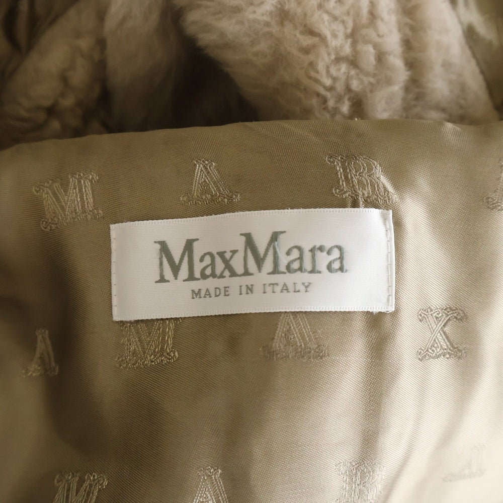 Max Mara(マックスマーラ) テディベア ボア ダブルブレスト ポンチョ ケープ ベージュ レディース