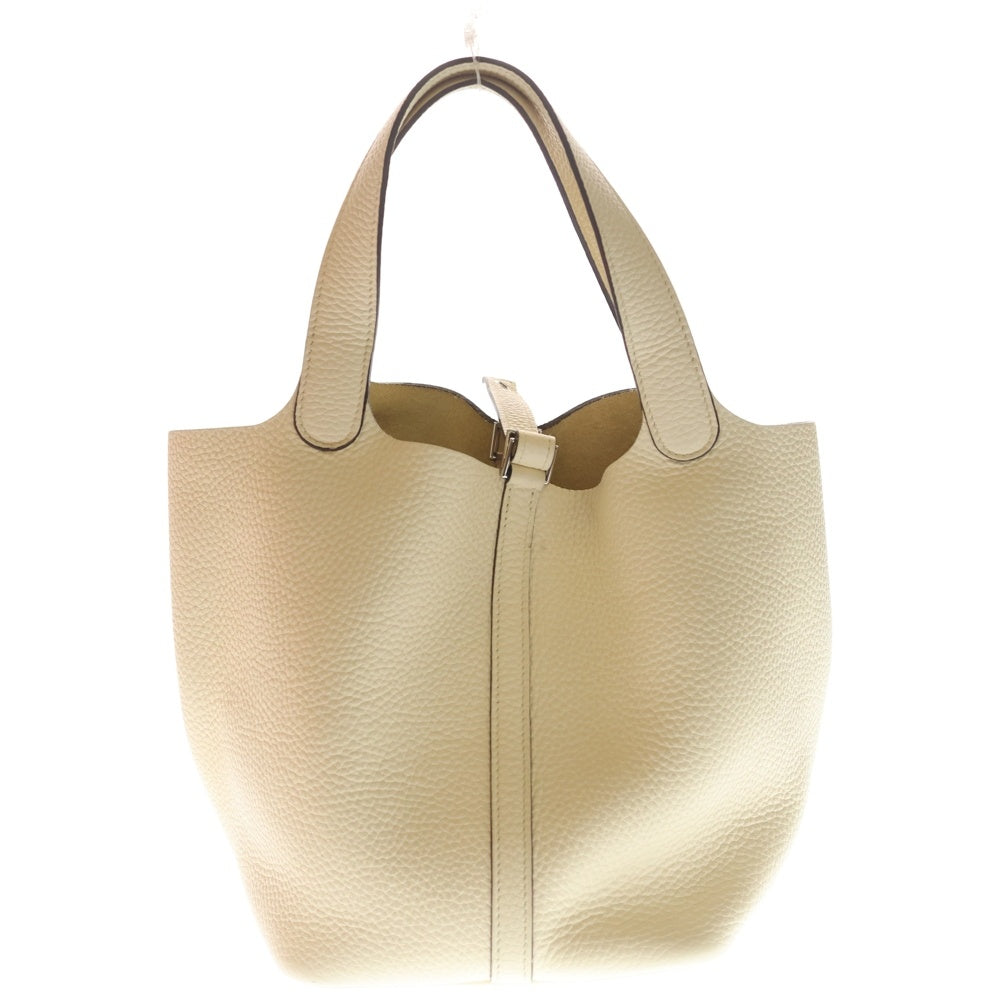 HERMES(エルメス) ピコタンロックMM トリヨンクレマンス レザー ナタ ハンドバッグ シルバー金具 アイボリー Y刻印 レディース