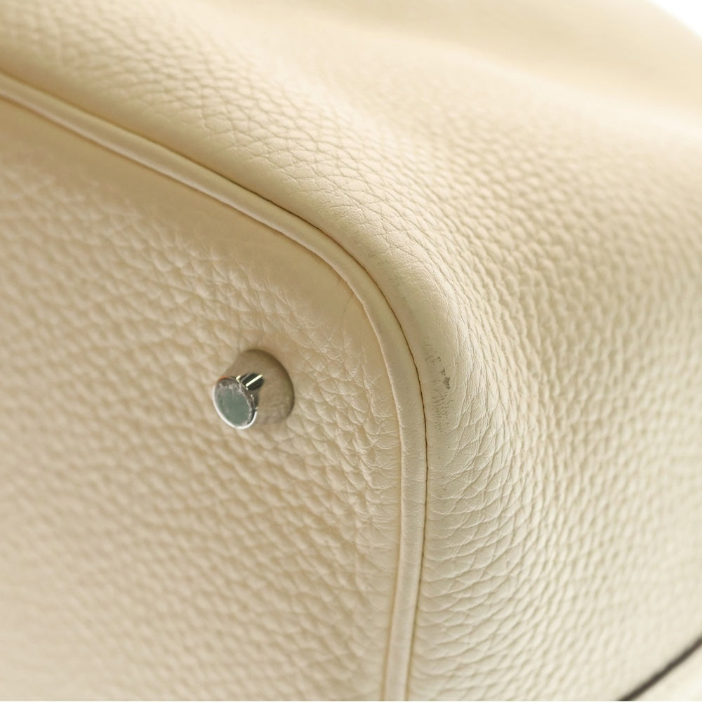 HERMES(エルメス) ピコタンロックMM トリヨンクレマンス レザー ナタ ハンドバッグ シルバー金具 アイボリー Y刻印 レディース