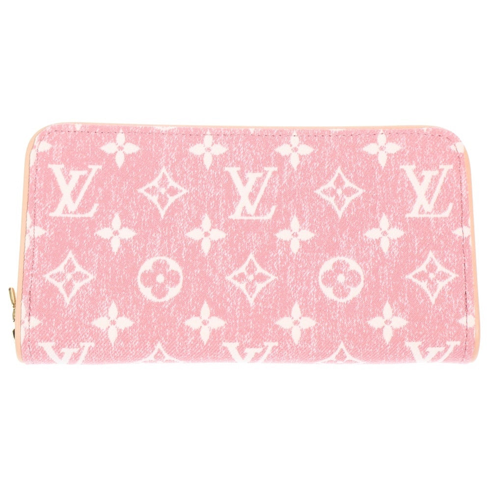 LOUIS VUITTON(ルイヴィトン) ジャガードデニム ジッピーウォレット ロングウォレット カードケース 長財布 ピンク レザー×デニム M81182 ゴールド金具 レディース