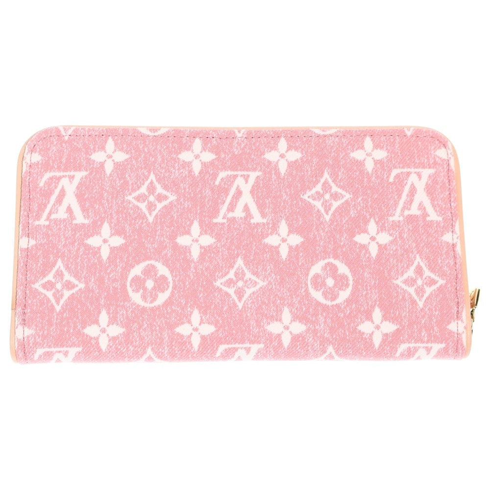 LOUIS VUITTON(ルイヴィトン) ジャガードデニム ジッピーウォレット ロングウォレット カードケース 長財布 ピンク レザー×デニム M81182 ゴールド金具 レディース