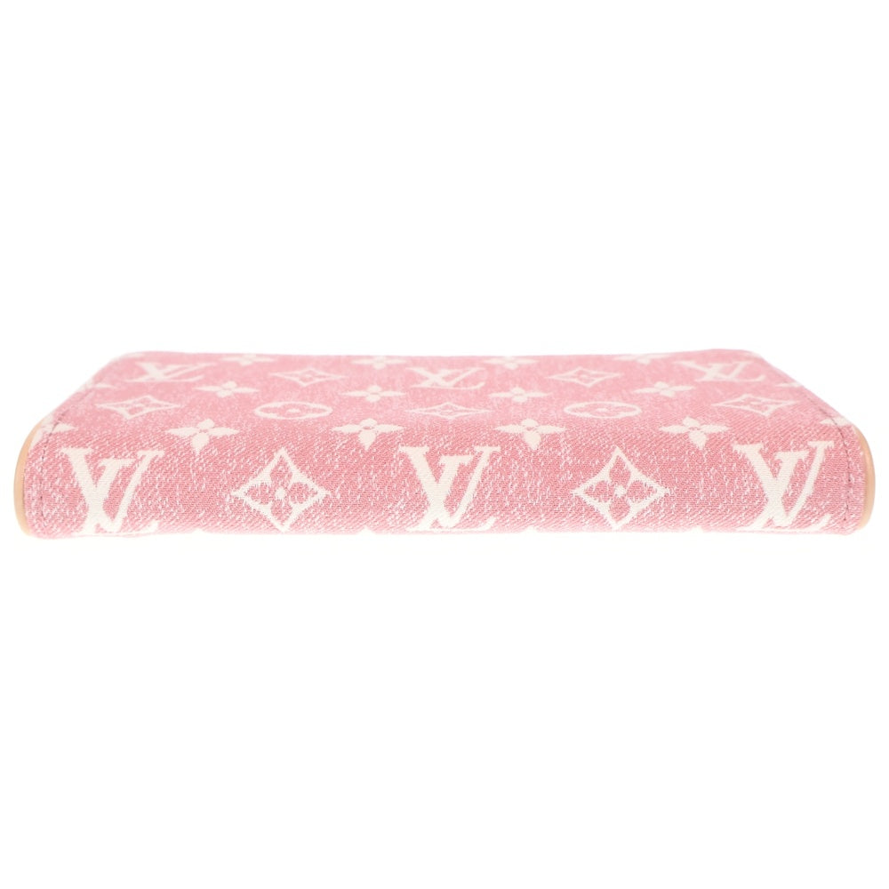 LOUIS VUITTON(ルイヴィトン) ジャガードデニム ジッピーウォレット ロングウォレット カードケース 長財布 ピンク レザー×デニム M81182 ゴールド金具 レディース