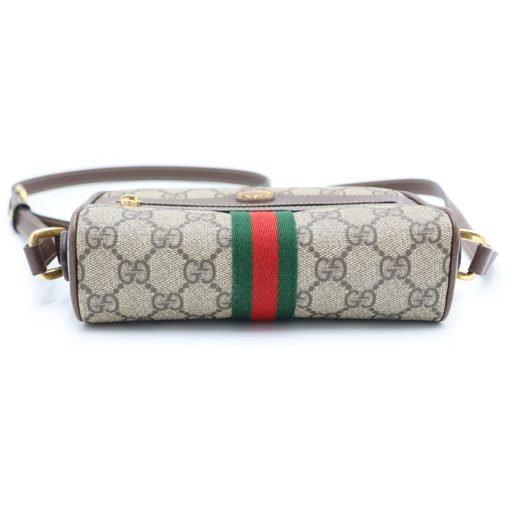 GUCCI(グッチ) GGスプリーム オフィディア ミニバッグ ショルダーバッグ ブラウン×ベージュ レザー×PVC 517350 ゴールド金具 レディース