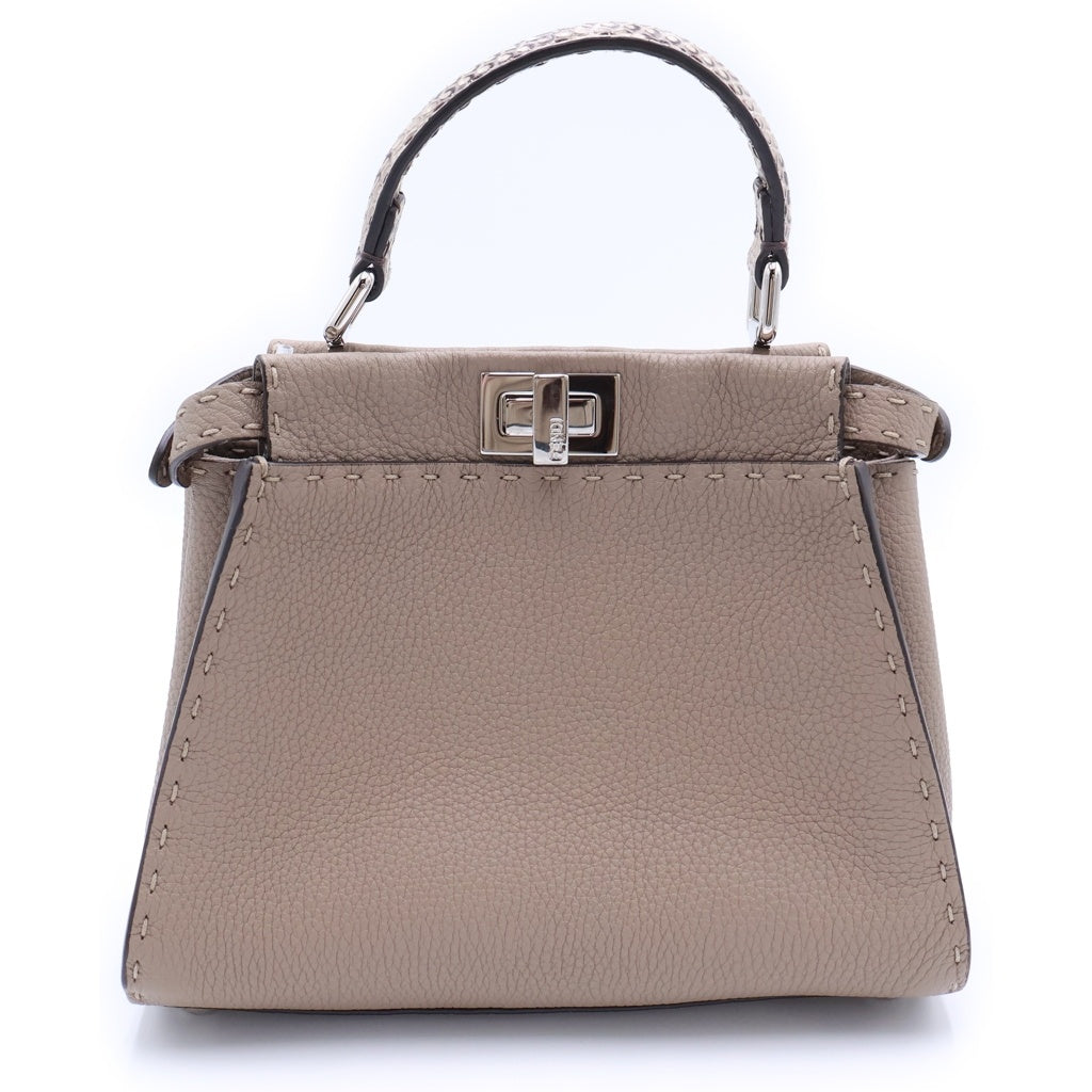 FENDI(フェンディ) ピーカブー ミニ グレージュ 2WAYバッグ ハンドバッグ ショルダーバッグ グレージュ レザー 8BN244 シルバー金具 レディース
