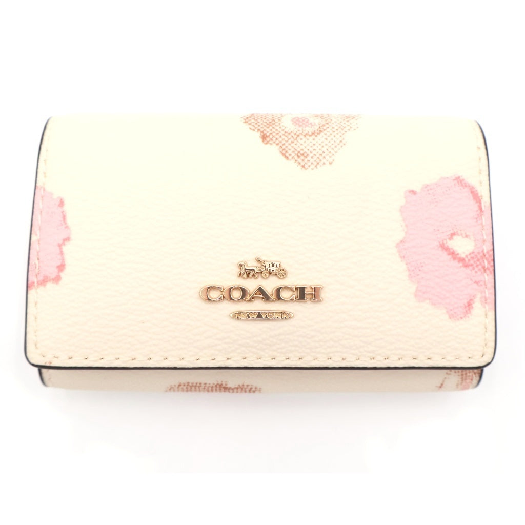 COACH(コーチ) フラワー総柄プリント PVC レザー キーケース ゴールド金具 CR835 レディース