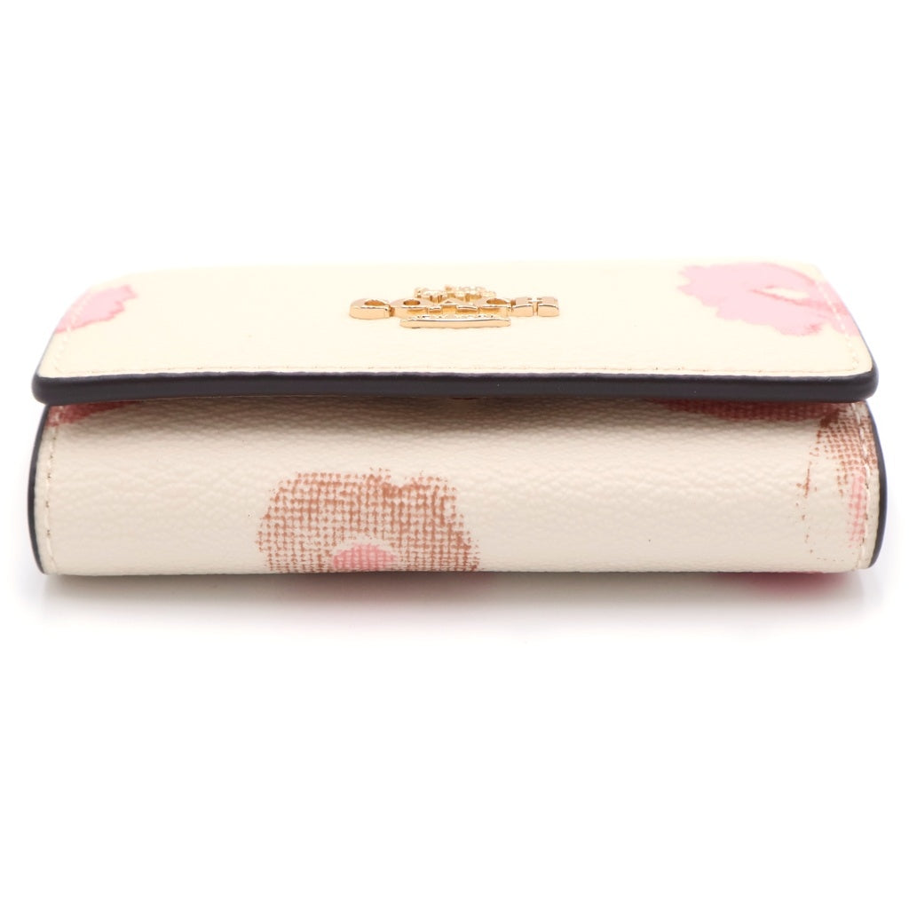 COACHコーチ キーケース 6連 キーリング フラワー 花柄 ホワイト 白
