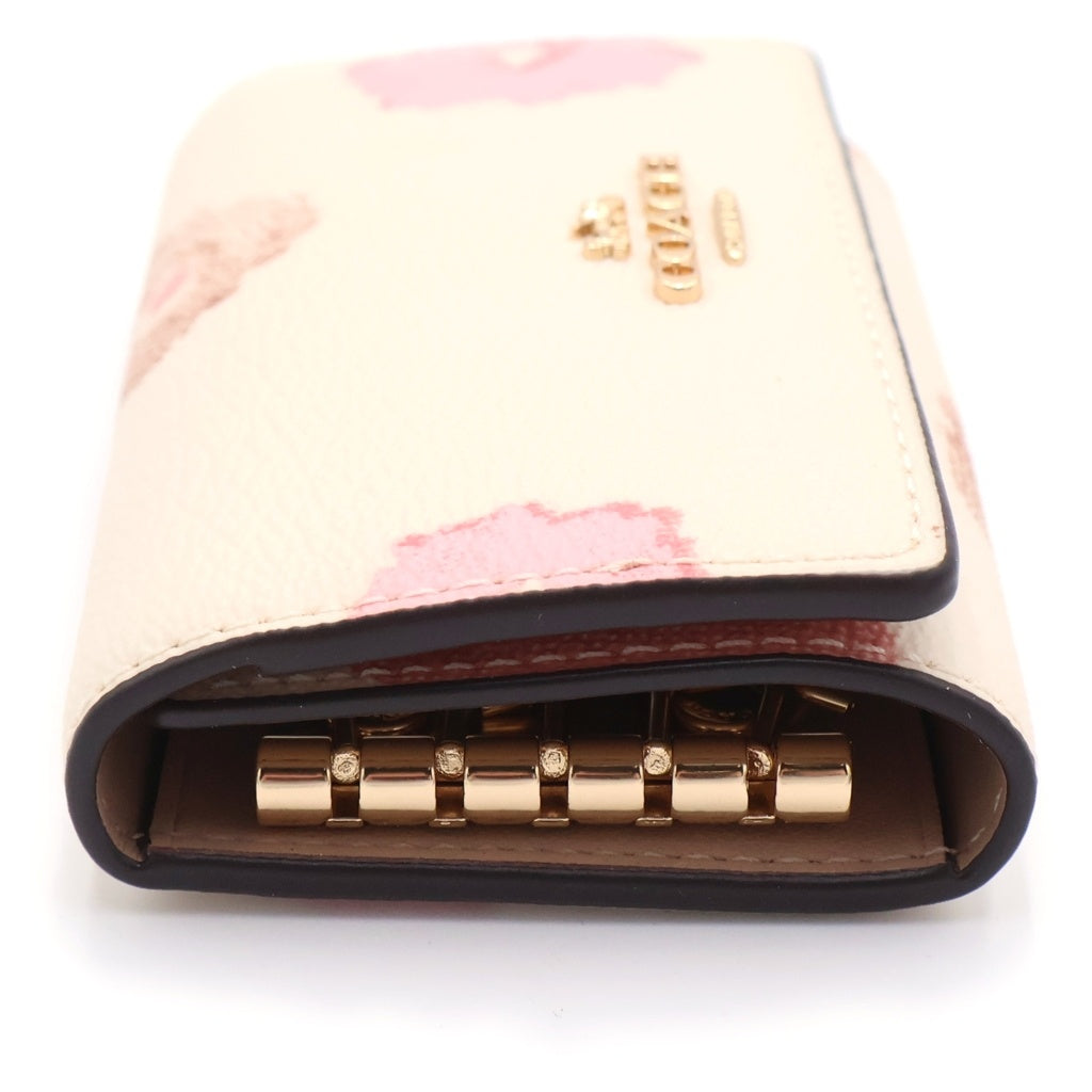 COACH(コーチ) フラワー総柄プリント PVC レザー キーケース ゴールド金具 CR835 レディース