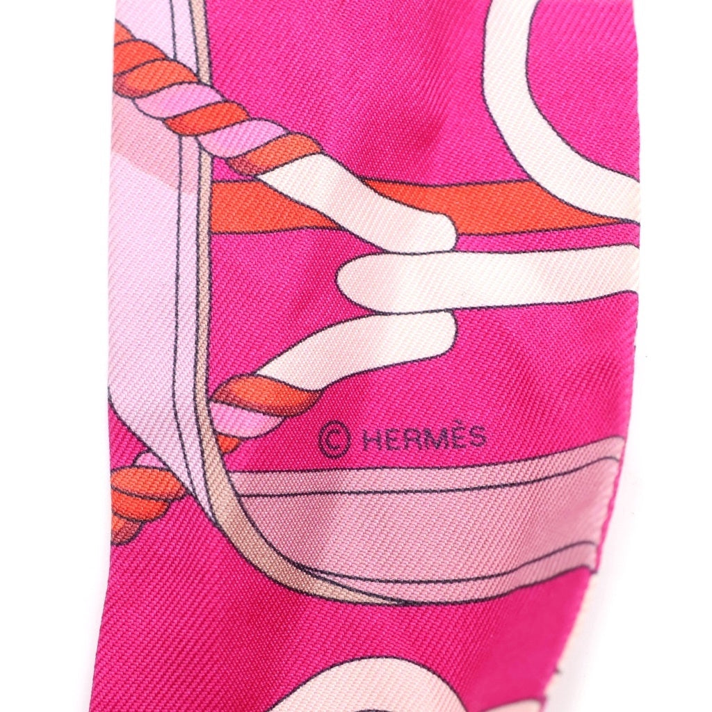 HERMES(エルメス) Panoplie Equestre 乗馬の装具一式 総柄プリント シルク ツイリースカーフ パープル レディース