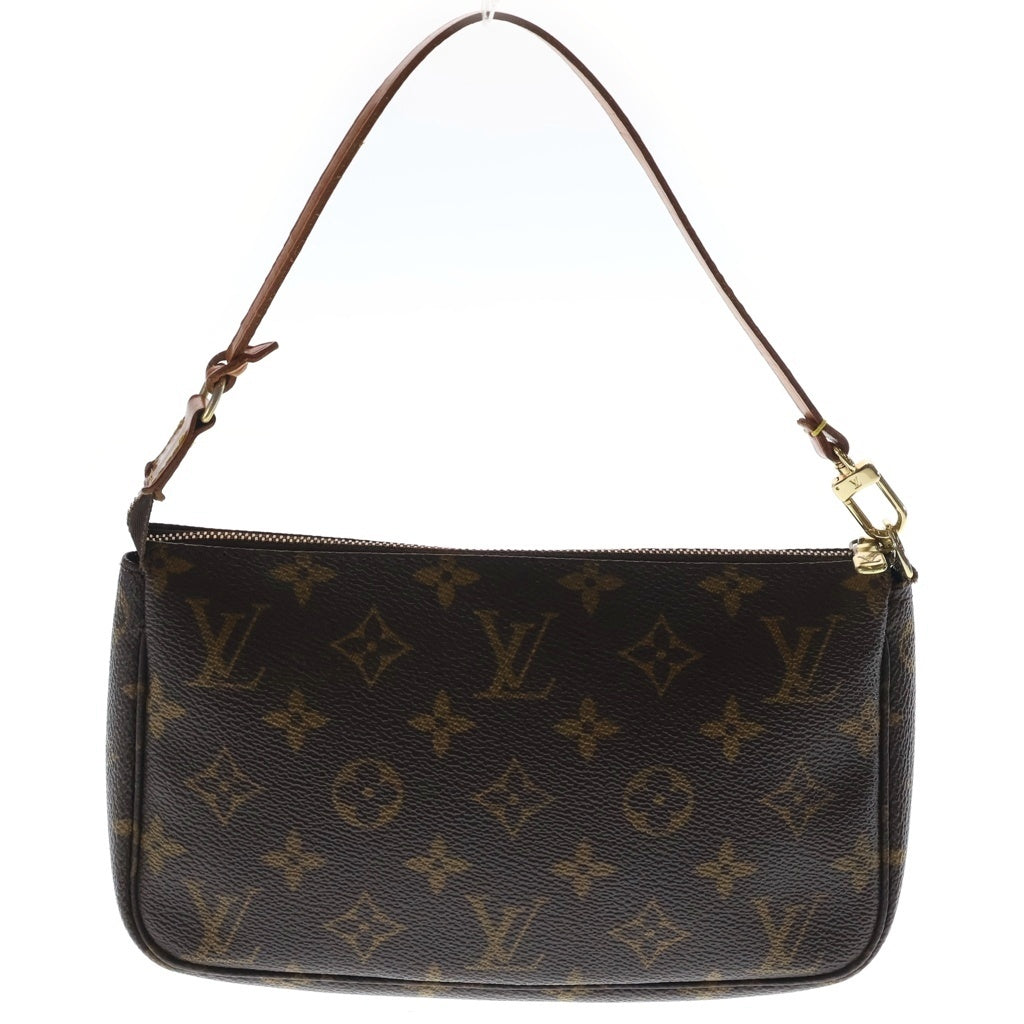 LOUIS VUITTON(ルイヴィトン) モノグラム ポシェットアクセソワール ハンドバッグ ポーチ ケース ブラウン レザー×PVC M51980 ゴールド金具 レディース