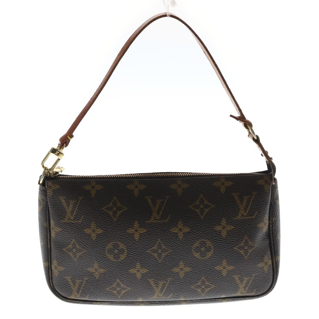 LOUIS VUITTON(ルイヴィトン) モノグラム ポシェットアクセソワール ハンドバッグ ポーチ ケース ブラウン レザー×PVC M51980 ゴールド金具 レディース