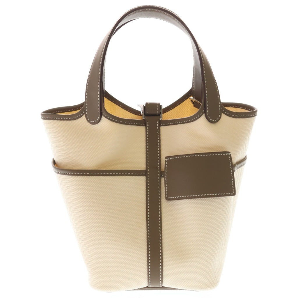 HERMES(エルメス) ピコタンロックPM カーゴ トワルゴエラン ハンドバッグ ショルダーバッグ アイボリー×グレージュ W刻印 エトゥープ×エクリュ レディース