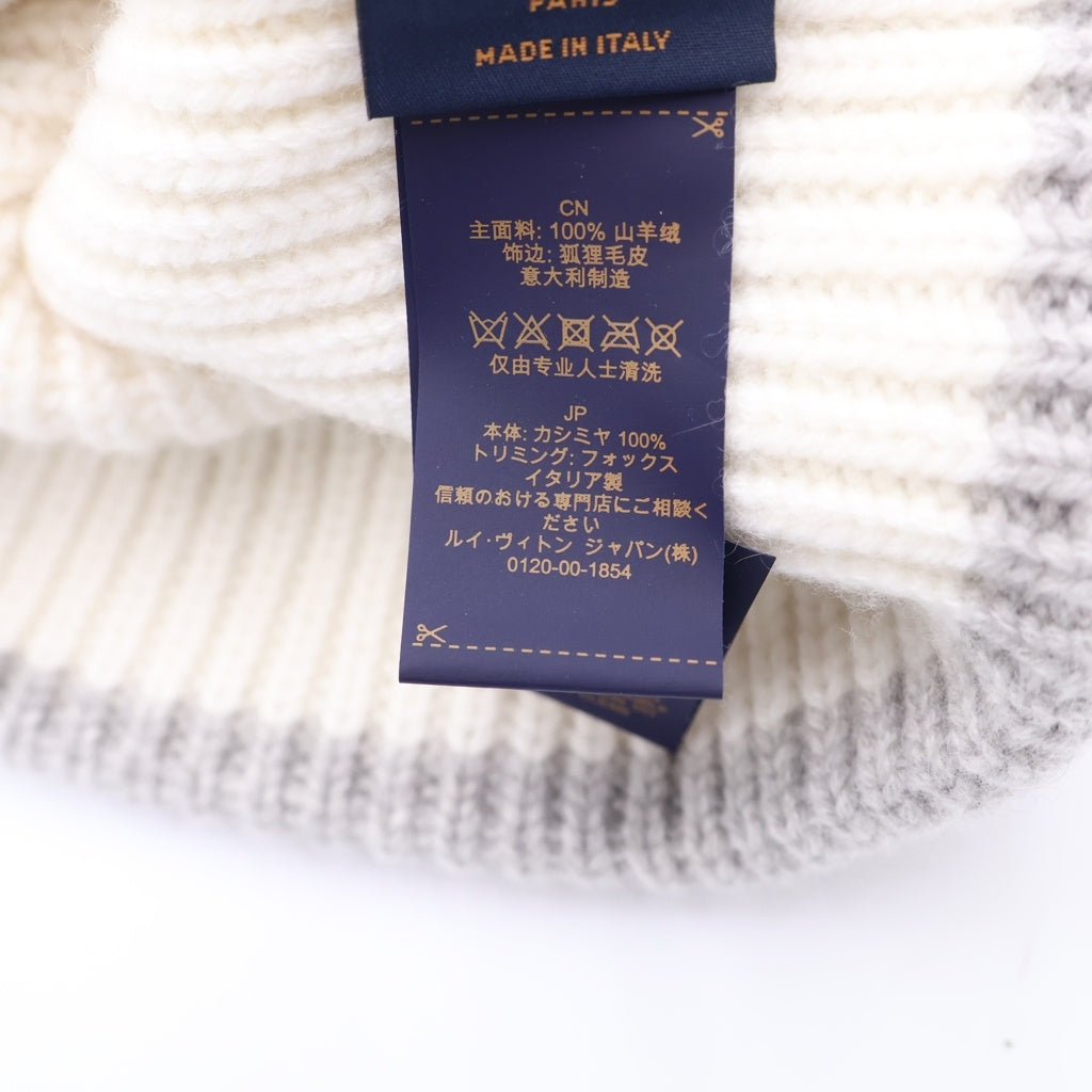 LOUIS VUITTON(ルイヴィトン) ビーニー LV コールド スパーク ファー カシミヤ ニットキャップ 帽子 ホワイト/グレー M79255 レディース