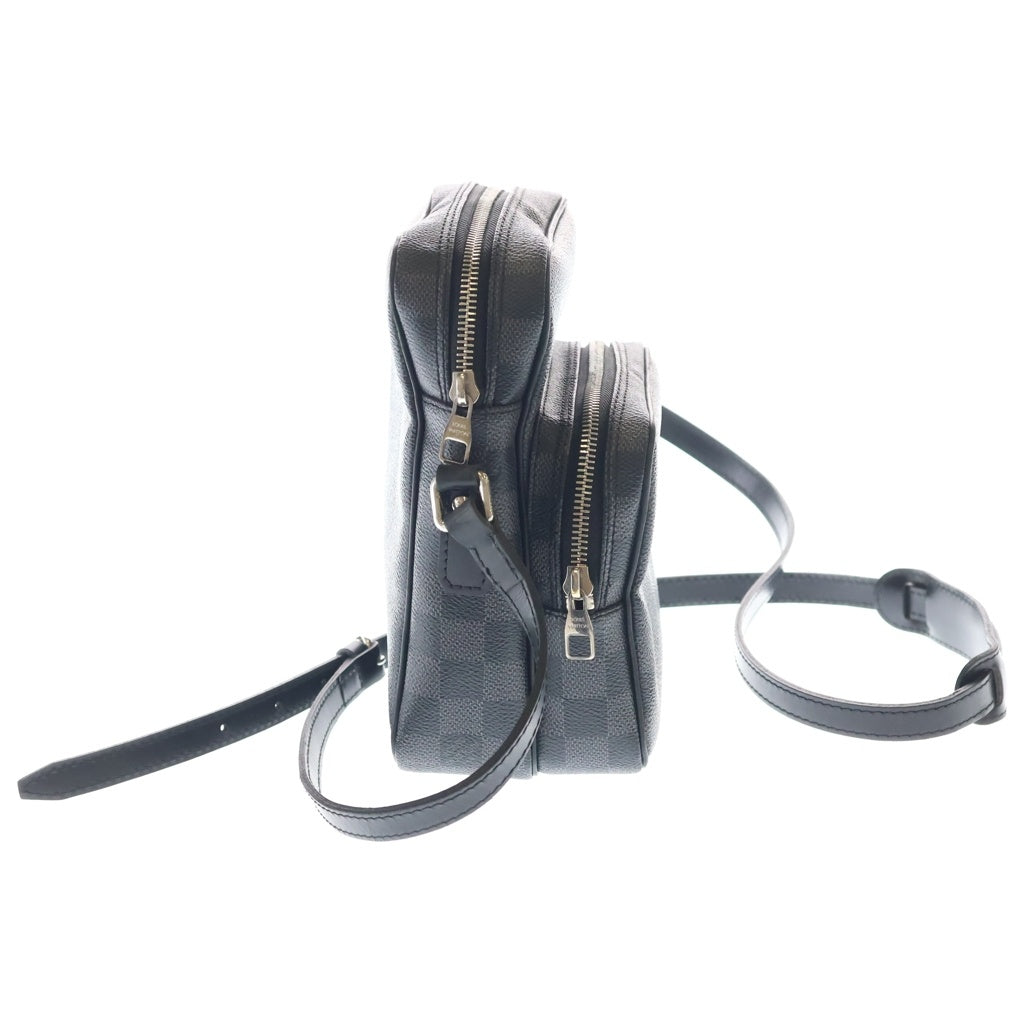 LOUIS VUITTON(ルイヴィトン) ダミエグラフィット レム ショルダーバッグ ミニバッグ ブラック レザー×PVC N41446 シルバー金具 レディース