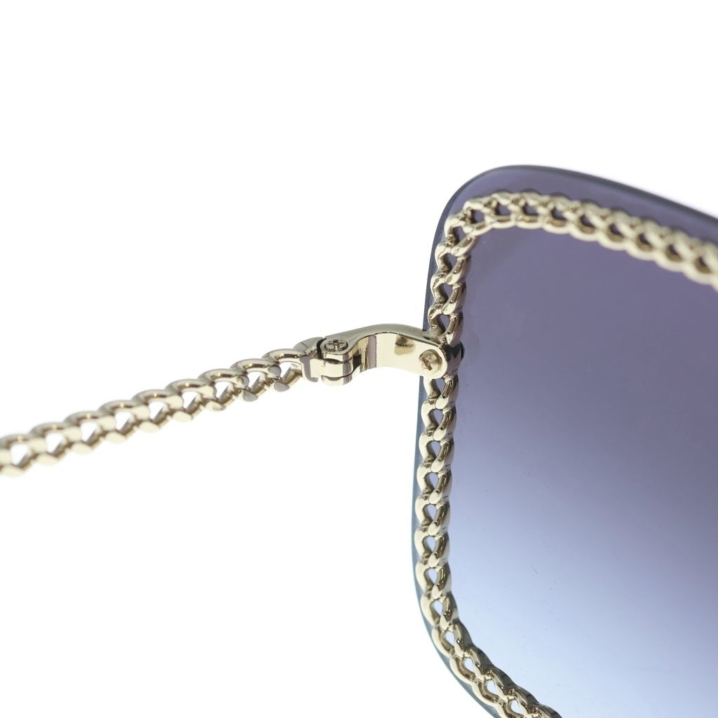 CHANEL(シャネル) ココマーク スクエア チェーンサングラス ゴールドフレーム グラデーションレンズ ブラック 57□18 4224