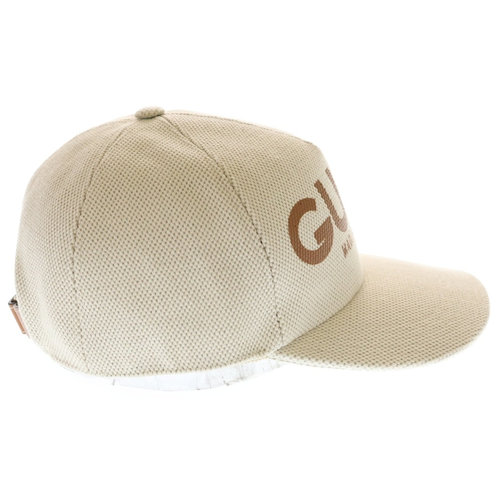 GUCCI(グッチ) ロゴプリント キャンバス ベースボール キャップ 帽子 アイボリー 777373