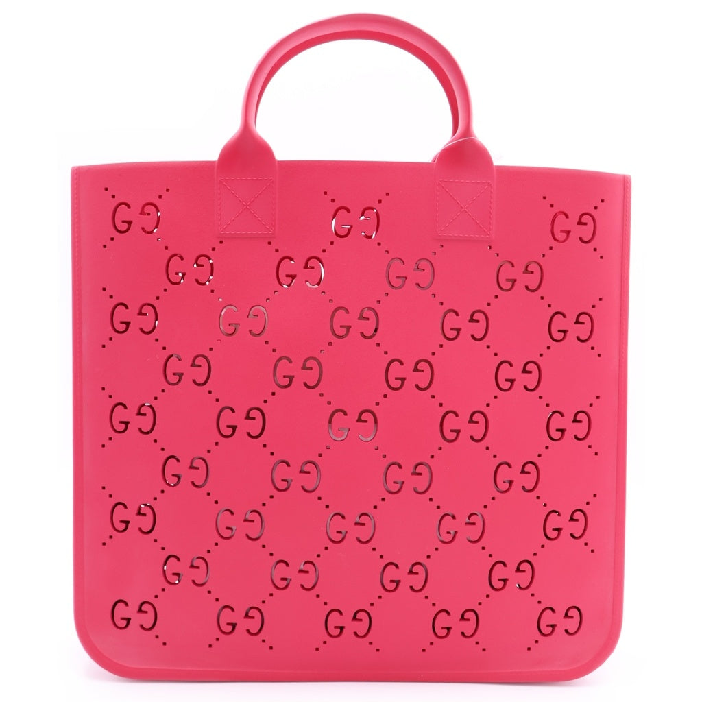 【新品】グッチ ラバートートバック ピンク色　GGロゴ ピンク トートバッグ GUCCI(グッチ) GGスプリーム チルドレンズ ラバートート ハンドバッグ