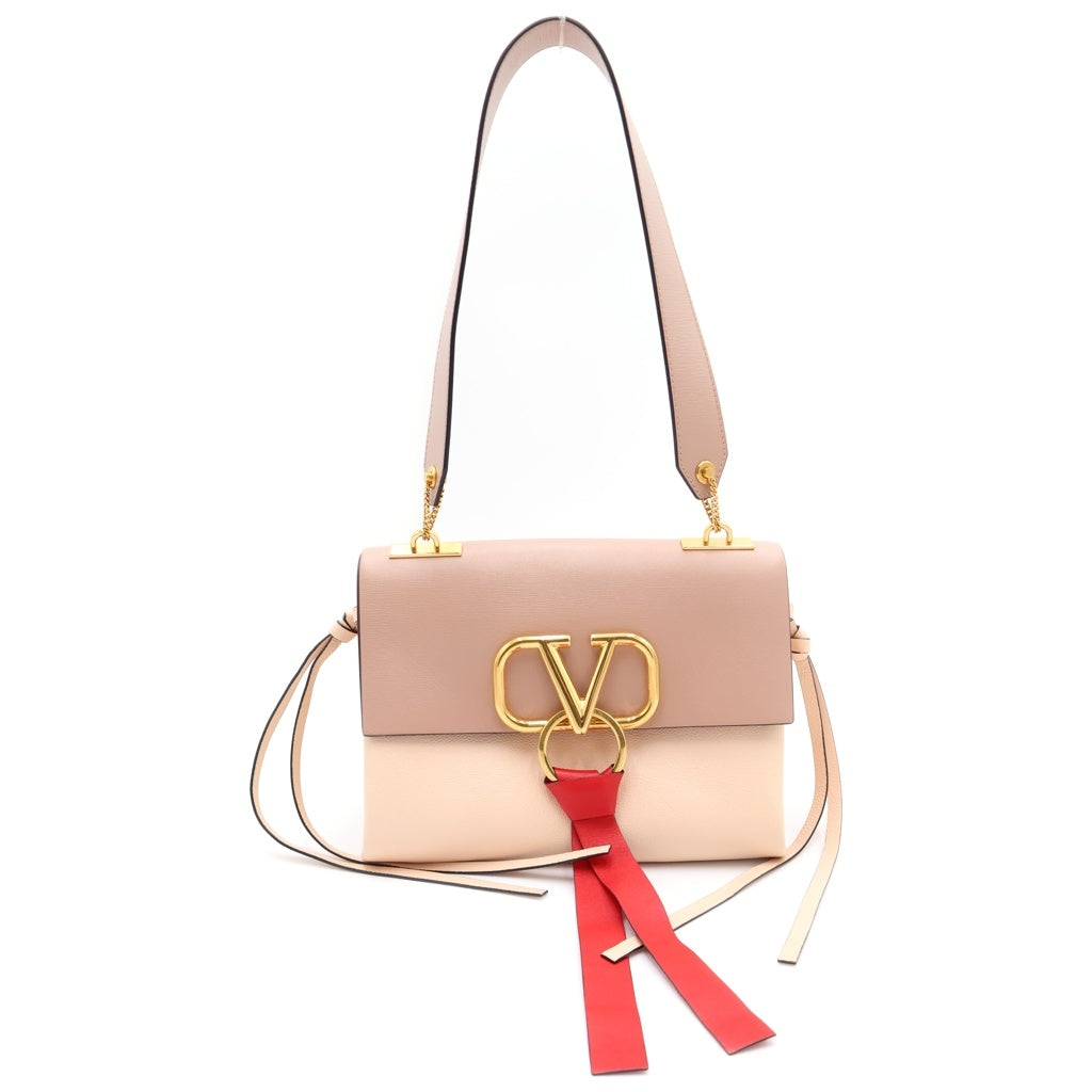 VALENTINO(ヴァレンティノ) Vスリング レザー ワンショルダーバッグ ベージュ レディース