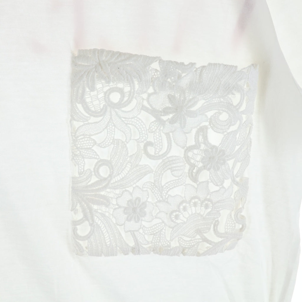 VALENTINO(ヴァレンティノ) レースポケット バックロゴ Tシャツ ホワイト #XS レディース
