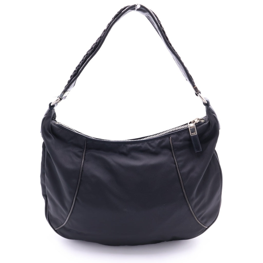 PRADA(プラダ) トライアングルロゴ ナイロン レザー ワンショルダーバッグ トートバッグ BR2716 ブラック レディース
